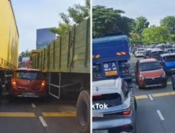 .Tabrak Vios hingga Nyangkut di Truk, Pemobil Nekat Lawan Arus di tengah Macet: Tragis!